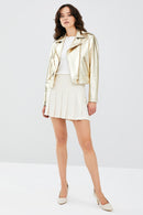 New Look Women's Gold Biker Leather Jacket | Derimod New Look Women's Gold Biker Leather Jacket | Derimod