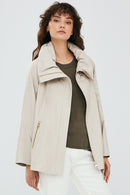 Felicita Women's Ecru Oversize Leather Jacket | Derimod Felicita Women's Ecru Oversize Leather Jacket | Derimod