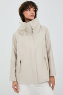 Felicita Women's Ecru Oversize Leather Jacket | Derimod Felicita Women's Ecru Oversize Leather Jacket | Derimod