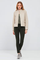 Roxy Women's Ecru Leather Jacket | Derimod Roxy Women's Ecru Leather Jacket | Derimod