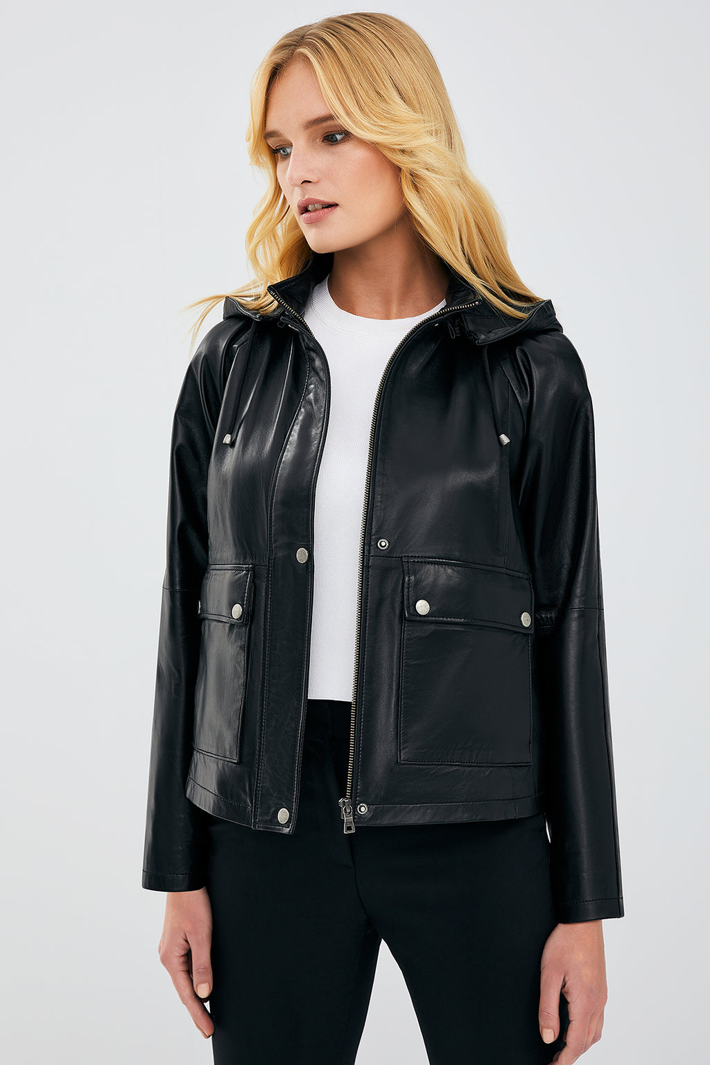 Gloria Kadın Siyah Oversize Deri Ceket