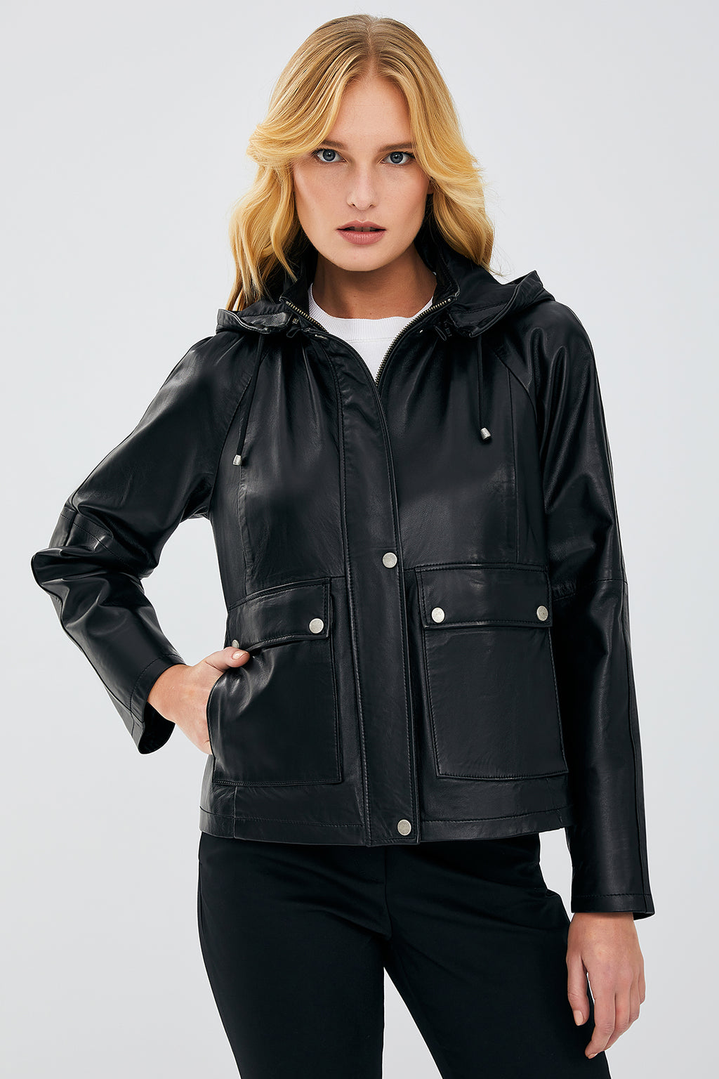 Gloria Kadın Siyah Oversize Deri Ceket