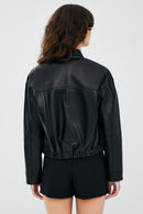 Flora Women's Black Leather Jacket | Derimod Flora Women's Black Leather Jacket | Derimod