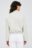 Flora Women's Beige Leather Jacket | Derimod Flora Women's Beige Leather Jacket | Derimod