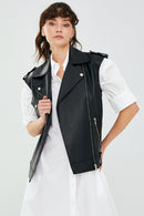 Cuba Women's Black Leather Vest | Derimod Cuba Women's Black Leather Vest | Derimod