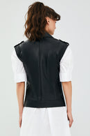 Cuba Women's Black Leather Vest | Derimod Cuba Women's Black Leather Vest | Derimod