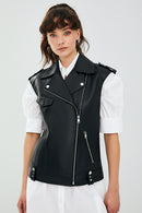 Cuba Women's Black Leather Vest | Derimod Cuba Women's Black Leather Vest | Derimod