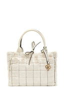 Women's Beige Long Strap Plush Handbag | Derimod Women's Beige Long Strap Plush Handbag | Derimod