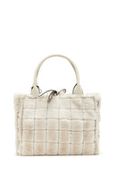 Women's Beige Long Strap Plush Handbag | Derimod Women's Beige Long Strap Plush Handbag | Derimod