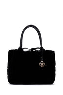 Women's Black Long Strap Plush Handbag | Derimod Women's Black Long Strap Plush Handbag | Derimod