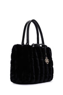Women's Black Long Strap Plush Handbag | Derimod Women's Black Long Strap Plush Handbag | Derimod