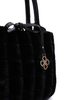 Women's Black Long Strap Plush Handbag | Derimod Women's Black Long Strap Plush Handbag | Derimod