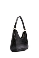 Women's Black Long Strap Crocodile Patterned Shoulder Bag | Derimod Women's Black Long Strap Crocodile Patterned Shoulder Bag | Derimod