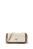 Women's Mink Long Strap Plush Crossbody Bag | Derimod Women's Mink Long Strap Plush Crossbody Bag | Derimod