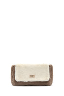 Women's Mink Long Strap Plush Crossbody Bag | Derimod Women's Mink Long Strap Plush Crossbody Bag | Derimod