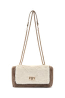 Women's Mink Long Strap Plush Crossbody Bag | Derimod Women's Mink Long Strap Plush Crossbody Bag | Derimod