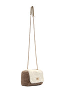 Women's Mink Long Strap Plush Crossbody Bag | Derimod Women's Mink Long Strap Plush Crossbody Bag | Derimod