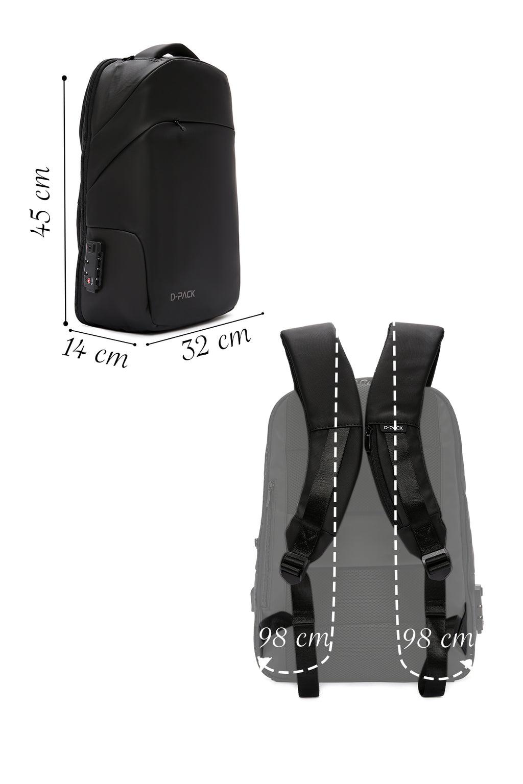 D-Pack Unisex Siyah Teknolojik Sırt Çantası