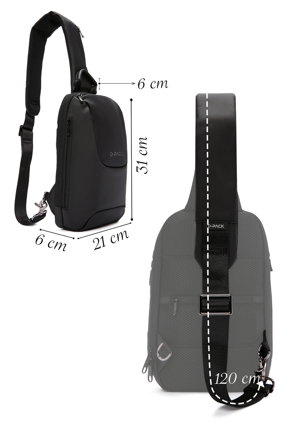 D-Pack Erkek Siyah Teknolojik Çapraz Çanta