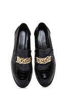 Women's Black Buckled Crocodile Patterned Leather Masculine Loafer | Derimod Women's Black Buckled Crocodile Patterned Leather Masculine Loafer | Derimod