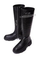 Women's Black Zippered Leather Boots | Derimod Women's Black Zippered Leather Boots | Derimod
