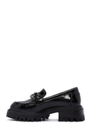 Kadın Siyah Kalın Tabanlı Tokalı Rugan Deri Casual Loafer | Derimod Kadın Siyah Kalın Tabanlı Tokalı Rugan Deri Casual Loafer | Derimod