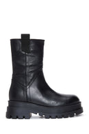Women's Black Thick Soled Leather Boots | Derimod Women's Black Thick Soled Leather Boots | Derimod