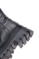 Women's Black Thick Soled Leather Boots | Derimod Women's Black Thick Soled Leather Boots | Derimod
