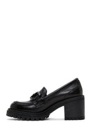 Kadın Siyah Deri Topuklu Loafer | Derimod Kadın Siyah Deri Topuklu Loafer | Derimod