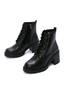 Women's Black Leather Platform Heeled Boots | Derimod Women's Black Leather Platform Heeled Boots | Derimod