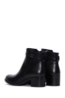 Women's Black Leather Buckle Heeled Boots | Derimod Women's Black Leather Buckle Heeled Boots | Derimod
