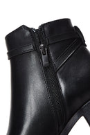 Women's Black Leather Buckle Heeled Boots | Derimod Women's Black Leather Buckle Heeled Boots | Derimod
