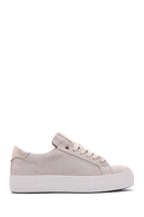 Kadın Bej Süet Deri Kalın Tabanlı Sneaker | Derimod Kadın Bej Süet Deri Kalın Tabanlı Sneaker | Derimod