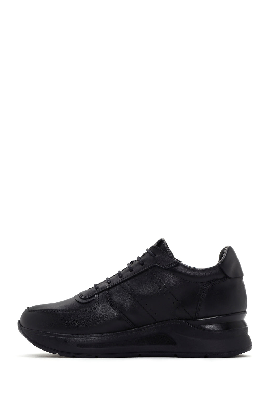 Kadın Siyah Kalın Tabanlı Deri Casual Sneaker