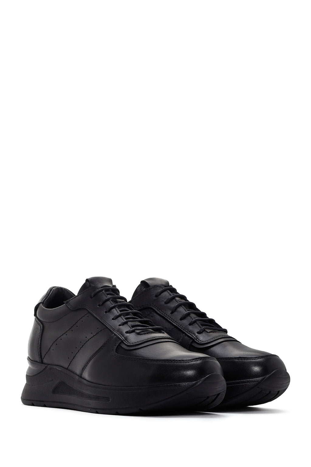 Kadın Siyah Kalın Tabanlı Deri Casual Sneaker