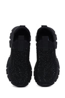 Kadın Siyah Taşlı Kalın Tabanlı Sneaker | Derimod Kadın Siyah Taşlı Kalın Tabanlı Sneaker | Derimod