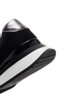 Kadın Siyah Kalın Tabanlı Taşlı Sneaker | Derimod Kadın Siyah Kalın Tabanlı Taşlı Sneaker | Derimod