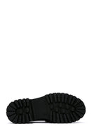 Kadın Siyah Rugan Deri Taşlı Maskülen Loafer | Derimod Kadın Siyah Rugan Deri Taşlı Maskülen Loafer | Derimod