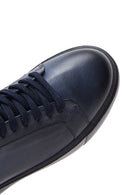 Men's Navy Blue Leather Thick Soled Sneaker | Derimod Men's Navy Blue Leather Thick Soled Sneaker | Derimod