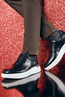 Erkek Siyah Deri Kalın Tabanlı Sneaker | Derimod Erkek Siyah Deri Kalın Tabanlı Sneaker | Derimod