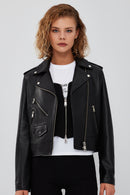 New Look Kadın Siyah Biker Deri Ceket | Derimod New Look Kadın Siyah Biker Deri Ceket | Derimod