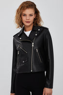 New Look Kadın Siyah Biker Deri Ceket | Derimod New Look Kadın Siyah Biker Deri Ceket | Derimod