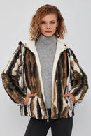 Cortina Women's Patterned Double-Sided Teddy Coat | Derimod Cortina Women's Patterned Double-Sided Teddy Coat | Derimod