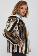 Cortina Women's Patterned Double-Sided Teddy Coat | Derimod Cortina Women's Patterned Double-Sided Teddy Coat | Derimod