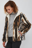 Cortina Women's Patterned Double-Sided Teddy Coat | Derimod Cortina Women's Patterned Double-Sided Teddy Coat | Derimod