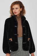 Rosiere Women's Black Teddy Jacket | Derimod Rosiere Women's Black Teddy Jacket | Derimod