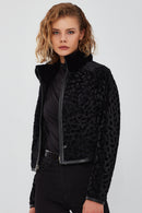 Ida Women's Black Double Sided Fur Short Leather Jacket | Derimod Ida Women's Black Double Sided Fur Short Leather Jacket | Derimod