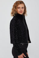 Ida Women's Black Double Sided Fur Short Leather Jacket | Derimod Ida Women's Black Double Sided Fur Short Leather Jacket | Derimod