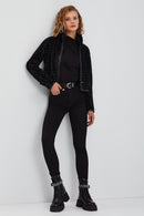 Ida Women's Black Double Sided Fur Short Leather Jacket | Derimod Ida Women's Black Double Sided Fur Short Leather Jacket | Derimod