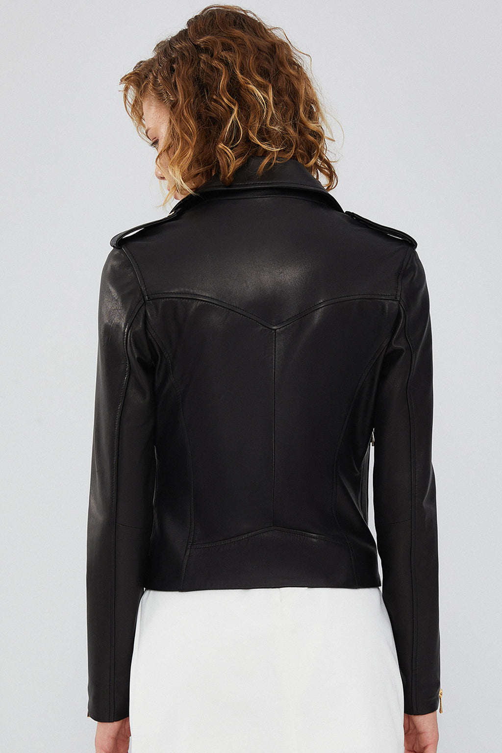 Amor Kadın Siyah Biker Deri Ceket